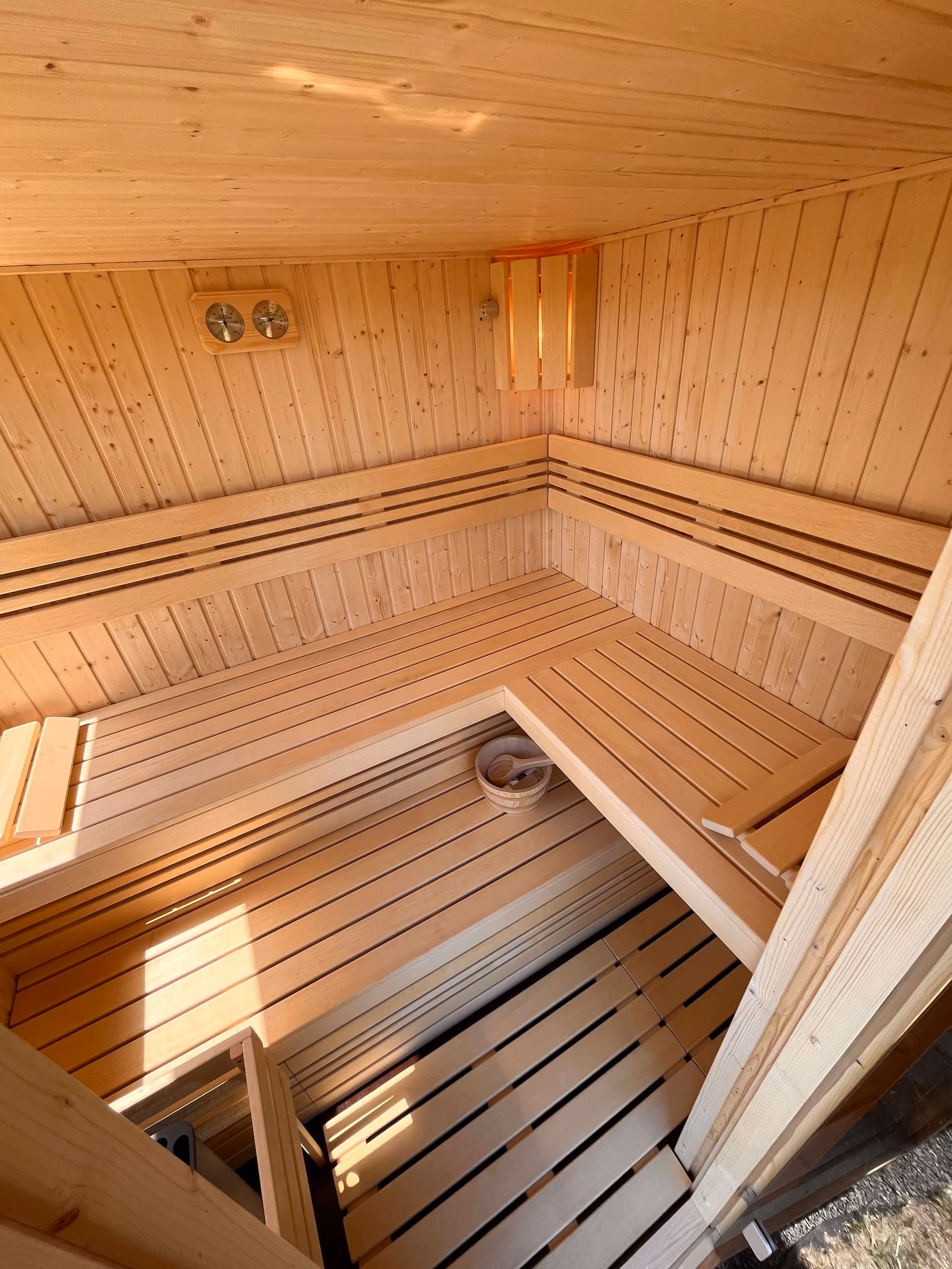 Venkovní sauna s výhledem